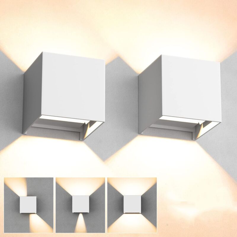 2 Pièces Applique Murale Exterieure - Interieur, Lampe Murale Blanc Chaud 3000K avec Ampoule led G9 Remplaçable IP65 Étanche Appliques Murales Angle