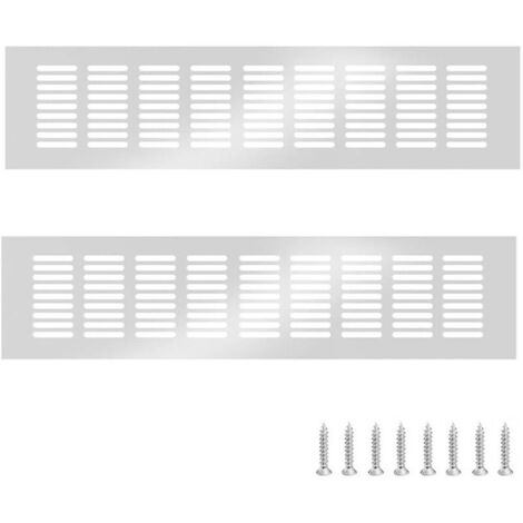 2 pièces Argent Alliage D'aluminium Grille D’aération 80 x 400 mm Grille de Ventilation Murale Anti-insectes Rectangulaire Grille Perforée Rectangulaire Aluminium