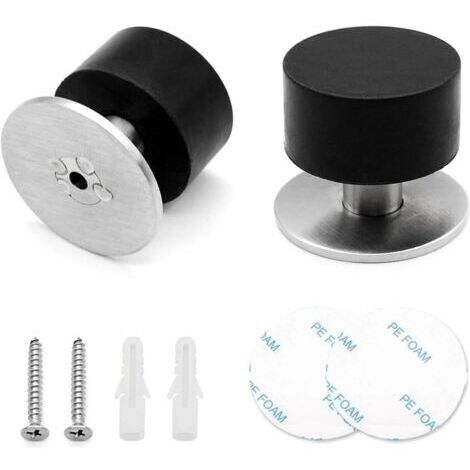2 Pièces Arret de Porte Sol Butée de Port Solide & Pratique Butoirs de Porte Protection de Portes et Murs, avec Vis, Adhésives