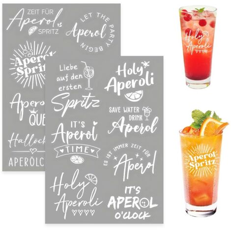 2 Pièces Autocollants Personnalisés pour Verre Aperol,Stickers pour Verre Personnalisé,Rub Ons,Film de Transfert pour Verres à Vin,Autocollants Scrapbooking pour Les Amateurs D'Apérooliques