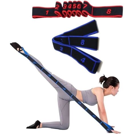 2 Pièces Bande Élastique Fitness, Bande de Boucle d'exercice pour Adultes, Ceinture de Yoga avec 8 Anneaux Sangle de Yoga, pour Ad
