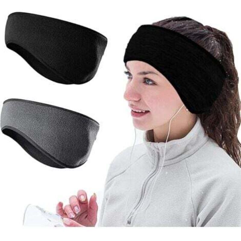 2 Pièces Bandeau Polaire, Bandeau Sport Femme, Bandeau Cache-Oreilles pour l'hiver, Bandeau Elastique pour Adulte Hommes Femmes