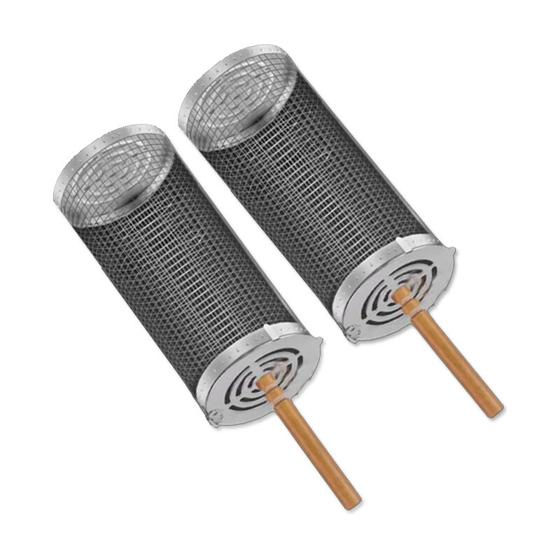 Yozhiqu - 2 pièces barbecue paniers de emboîtables, avec poignée en panier a champignon bois, panier de grillage enroulable , grille four universelle