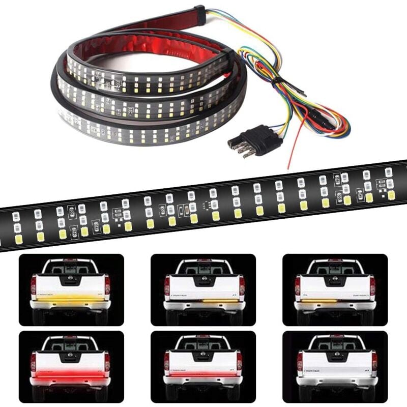 Sjqka - 2 Pièces Barre de Feu Arrière led à Trois Rangées 432LED Blanc/Rouge/Ambre Barre pour Voiture et Camion suv Feu Arrière Clignotant Feu(150cm)