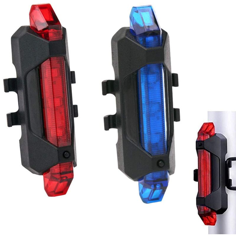 Image of ZVD - 2 Pieces Bicycle Rear Lights, Mountain Bike Taillights, 4 Lighting Modes Adapt Rechargeable Plastic Bicycle Rear Taillight Waterproof Rear