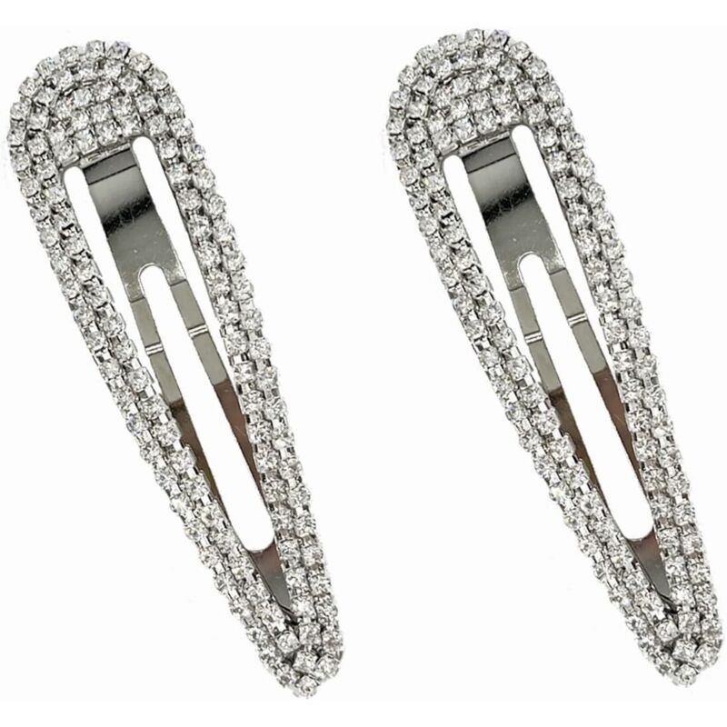 2 Pièces Bijoux Cheveux Strass Cheveu Bijoux de Cheveux Femmes Barrettes Cheveux élégantes Bijoux Cheveux(argent)