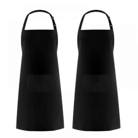 2 Pieces Black Kitchen Aprons for Men Women, Household Apron Tool Holder Aprons with 2 Pockets for BBQ, Adjustable Adult Gardening Apron for Gardening