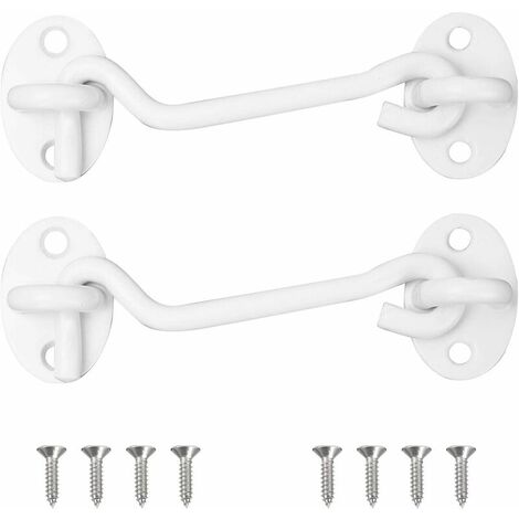 2 pièces blanc vent crochet 4 pouces imitation à l'ancienne en acier inoxydable vent crochet fenêtre crochet boucle fixe coupe-vent orthèse,HANBING
