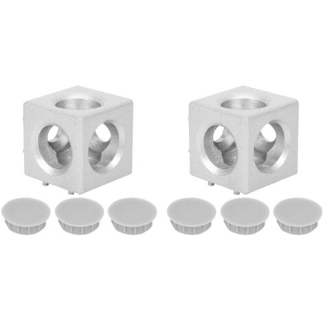 2 Pièces Bloc de Connexion à Angle Droit en Alliage de Zinc avec Couvercle Nylon pour Profilé Aluminium 3030 - 2 et 3 Voies