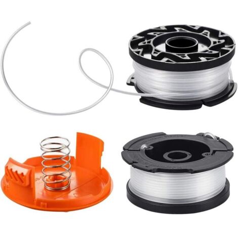 2 Pièces Bobine de Rechange de Tondeuse à Gazon en Nylon Bobine de Fil Debroussailleuse avec 1 Paquet Capuchon 1 Ressort Bobines de Remplacement de Trimmer pour Black Decker AF-100-3ZP