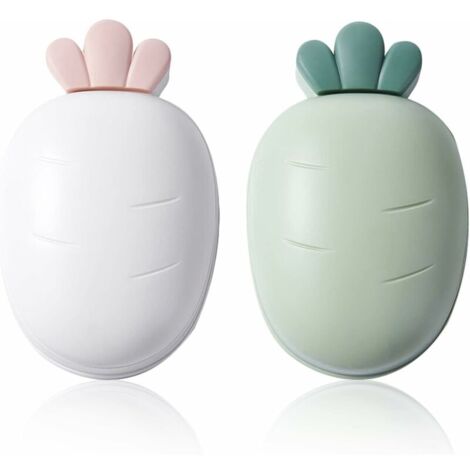 2 Pièces Boite a Savon Boîte à Savon en Forme de Carotte avec Couvercle Mignon Petit Porte-Savon Douche Porte-Savon pour Salle de Bain Cuisine (Vert, Blanc)