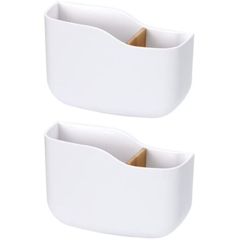 2 Pièces Boîte d'Organisateur Mural, Supports de Télécommande, Boîtes de Rangement Murales, Support Télécommande Mural, pour Lecteurs Multimédias, Contrôleurs, Téléphones Portables (Blanc)