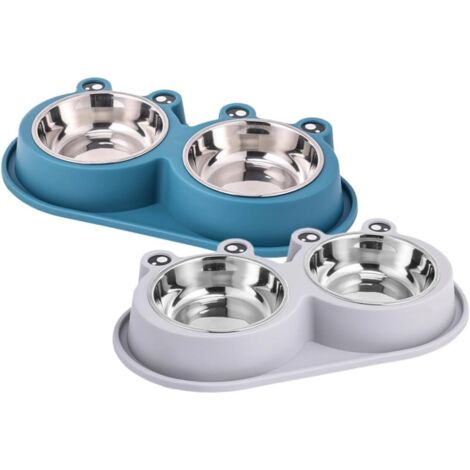 2 pièces Bol Double Acier Inoxydable pour Chien et Chat Anti - débordement