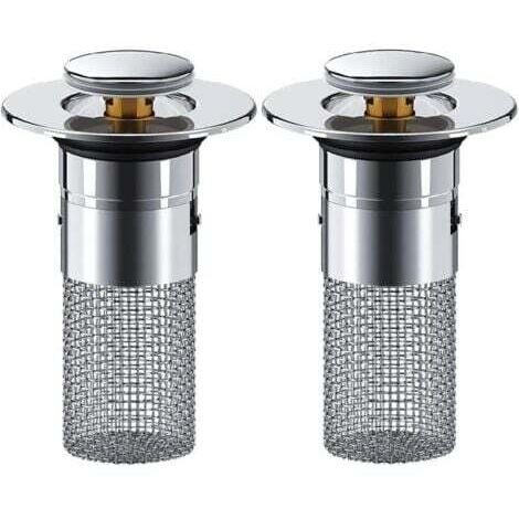 2 Pièces Bonde De Lavabo, 34-40mm Bouchon Lavabo Universel, Pop-Up Flitre de Vidange Anti-Bloqué, Bouchon de Vidange, Salle de Bain Accessoire pour Baignoire Cuisine Bain