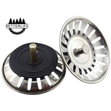 2 pièces Bonde de lavabo universelle à panier 8 cm en acier inoxydable Filtre à double couche Bouchon de lavabo [RM]
