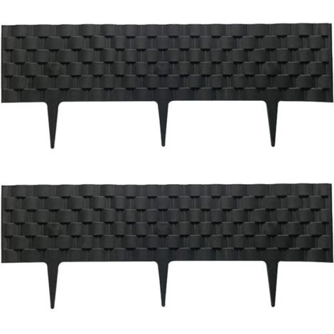 2 Pièces Bordure de jardin, rebord de jardin, palissade pour pelouse et parterre, aspect rotin noir - 23,6 x 8,3 pouces