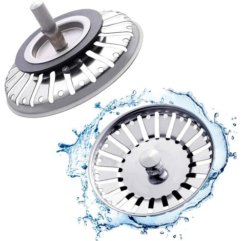 2 Pièces Bouchon Cuisine INOX Filtre Cuisine Universel Ø 84 mm Crépine Cuisine Grille en Acier Inoxydable pour Cuisine et Salle de Bain