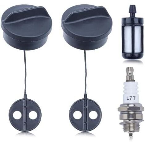 2 Pièces Bouchon de Réservoir pour Stihl FS38 FS45 FS55 FS56 FS80 FS81 FS85 FS88 FS120 Débroussailleuses, Essence avec Filtre à et Bougie d'Allumage Rechange -