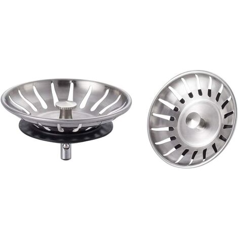 2 Pièces Bouchon Evier Cuisine Inox - Filtre Evier Cuisine Universel (Dia: 78MM), Bonde Evier avec 18 Fentes, Grille Evier Cuisine Antiblocage, Panier pour Evier Inox Vidange Rapide