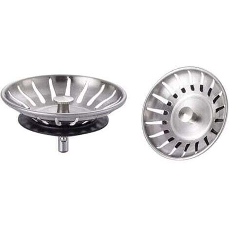 2 Pièces Bouchon Evier Cuisine Inox - Filtre Evier Cuisine Universel (Dia: 78MM), Bonde Evier avec 18 Fentes, Grille Evier Cuisine Antiblocage, Panier pour Evier Inox Vidange Rapide