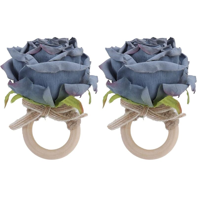 2 Pièces Boucle de Serviette Herbe Arbre Fleur Anneau de Serviette Porte-Anneaux de Serviette pour la Décoration de Dîner de Fête de Mariage(Marine)