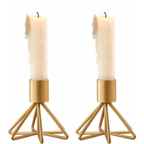 2 Pièces Bougeoir Métal Chandelier de Mariage Bougeoir géométrique Chandeliers Candélabres doré Vintage Bougeoir de Décoration Bougeoirs Détenteur Fer pour Décor à La Maison