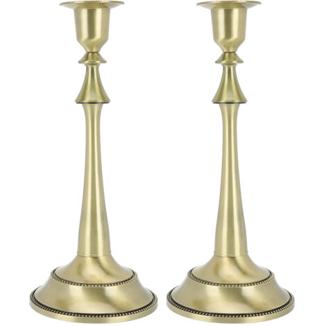 2 pièces Bougeoirs design moderne à une branche, décoration intérieure élégante pour mariage ou salon, finition bronze antique