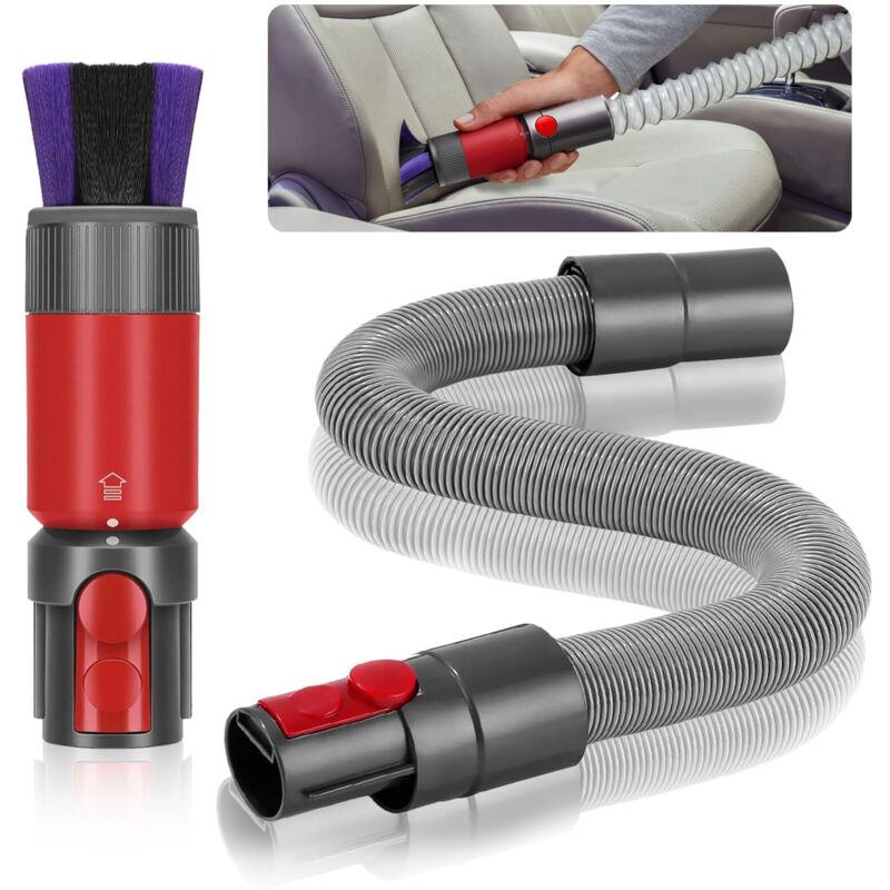 2 Pièces Brosse Anti-Rayures pour Dyson Aspirateur Kit, V7 V8 V10 V11 V15 Accessoires, avec Tuyau D'extension Flexible, Universel Accessoires