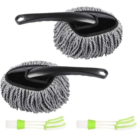 2 pièces brosse de nettoyage de voiture brosse à poussière de voiture avec 2 brosses de nettoyage de ventilation pour auto voiture climatisation pare-brise vélo maison intérieur extérieur microfibre