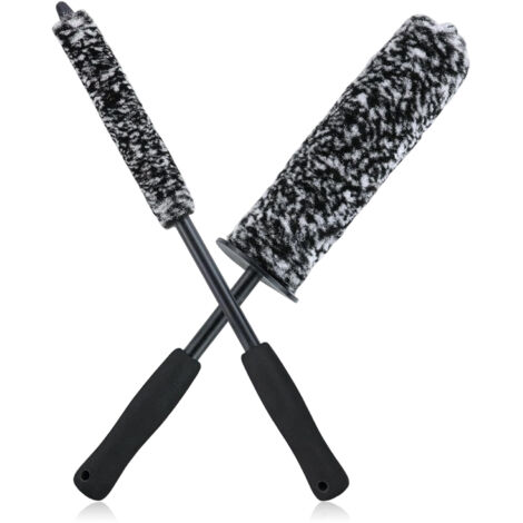 2 Pièces Brosse Jante Voiture Brosse de Nettoyage de Roue Lavage Pneus Voitureà long manche Brosse a Jante en Bâton en Microfibre de Brosses Brosse pour Pneu de Voiture Pliable