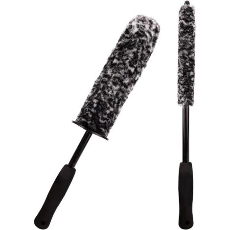 2 Pièces Brosse Jante Voiture Brosse de Nettoyage de Roue Lavage Pneus Voitureà long manche Brosse a Jante en Bâton en Microfibre de Brosses Brosse pour Pneu de Voiture Pliable