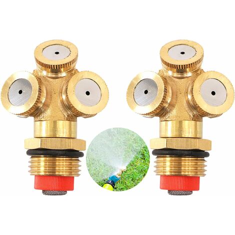 2 Pièces Buse Brumisation PulvéRisation En Laiton,Buse PulvéRisation Brumisation,3 Trous Buse PulvéRisateur,Buse PulvéRisateur Trous,Pour Pelouse,Arrosage Jardinage,D&39Irrigation Agriculture