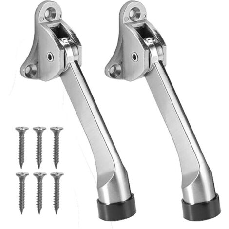 2 Pièces Butée de Porte,Empêche la Porte de Claquer,Arrêt de Porte Support de Porte,Avec Pare-Chocs en Caoutchouc Souple et Vis - Alliage de Zinc - 13 cm