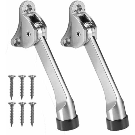 2 Pièces Butée de Porte,Empêche la Porte de Claquer,Arrêt de Porte Support de Porte,Avec Pare-Chocs en Caoutchouc Souple et Vis - Alliage de Zinc - 13 cm,HANBING
