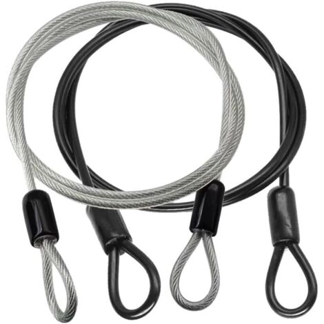 2 Pièces Câble Acier avec Œillets, Câble Robuste avec Boucle, Antivol, Cadenas Câble, Câble Acier Inoxydable, Anti-Rust, pour Mobilier de Jardin, Mobilier de Terrasse, Vélo (100cm)
