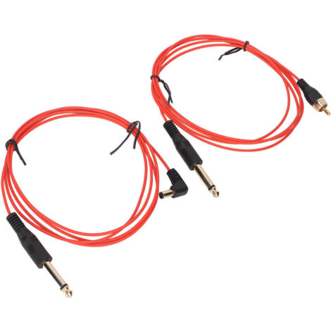 2 pièces Câble Clip RCA Tatouage 5.9ft OD2.2mm Courant Stable Haute Conductivité Cordon DC Rouge