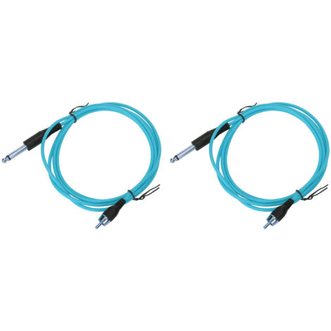 2 pièces Câble Clip Tatouage 5.9ft Interface RAC Professionnel en Cuivre et Silicone Bleu