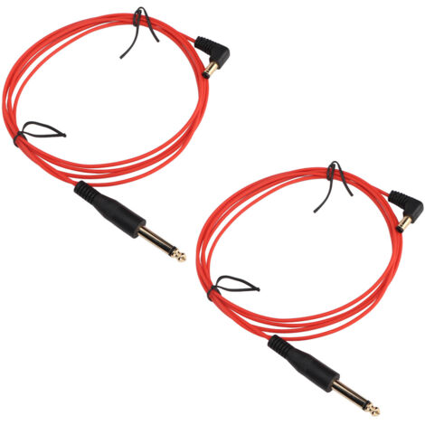 2 pièces Câble Rouge pour Machine à Tatouer, Connexion DC Tête Incurvée, Transmission Stable Longueur 1.8m Diamètre 2.2mm