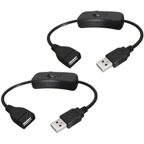 2 Pièces Câble USB mâle vers femelle avec interrupteur marche/arrêt,interrupteur à bascule en ligne d'extension USB pour enregistreur de conduite,lampe de bureau LED,ventilateur USB,bandes LED