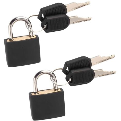 2 Pièces Cadenas à Bagage, Cadenas Valise avec Clé, Mini Cadenas avec Clé, Petit Cadenas de Sécurité avec Clé (Noir)