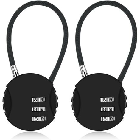 2 pièces Cadenas à code numérique 3 chiffres, résistant aux intempéries, pour valise d'avion, petits cadenas à câble, cadenas à code pour casier, pour voyage, bagages, valise, sac, casier
