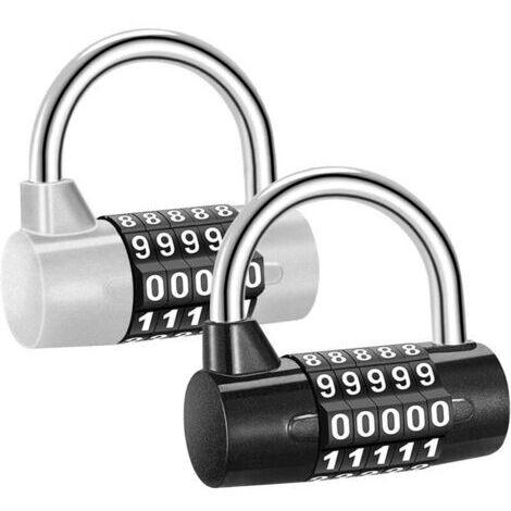 2 Pièces Cadenas à Combinaison avec 5 Chiffres Cadenas, verrou de combinaison numérique, Cadenas Code Lock pour Serrure de Les valises, Casiers