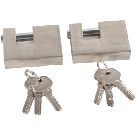 2 Pièces Cadenas Robuste Rectangulaire 8 Clés Cadenas Horizontal clé en Cuivre Cadenas Monobloc pour Porte de Garage