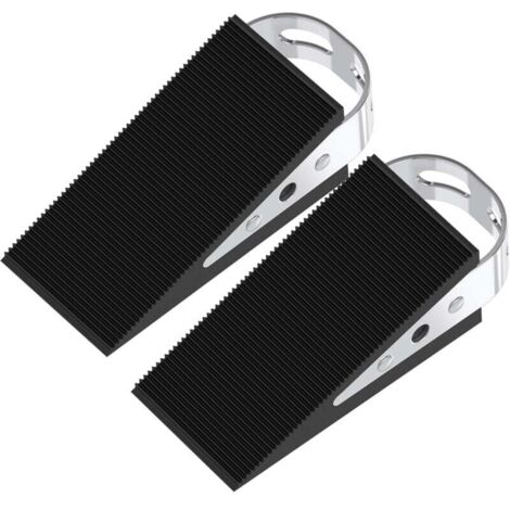 2 Pièces Cale de Porte en Caoutchouc Cale de Porte Cale-Porte Mobile Protection de Porte Noir Cale en Caoutchouc Antidérapant avec Supports en Acier Inoxydable Cale Anti-Rayures
