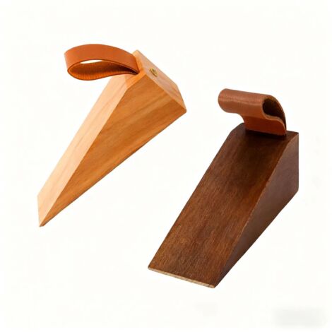 2 Pièces Cale Porte en Bois Massif (Hêtre & Noyer Noir) – Butoir de Porte Antidérapant avec Patin Caoutchouc – Réglable 5-30 mm, Silencieux et Antichoc – Pour Portes Lourdes