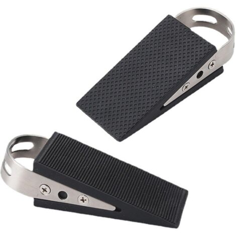 2 pièces cale porte souple, Résistants Antidérapante Caoutchouc Cale Porte au Sol, avec poignée en acier inoxydable, pour Genre Carrelage, Sol,Béton, Tapis