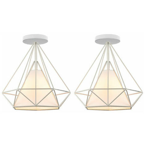 2 pieces ceiling lamp indoor lighting modern diamond cage ceiling light bar kitchen restaurant Ø25cm - White