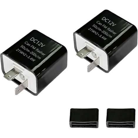 2 Pieces Centrale pour Clignotants Moto,2Pin Clignotant Relais,Relais Clignotant Réglable, DC12V Centrale Clignotante,Avec Engrenage Réglable,pour Clignotant Moto LED-Boîtier Lgnifuge