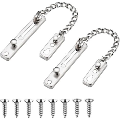 2 Pièces Chaîne de Porte de Sécurité, Chaîne de Porte en Acier Inoxydable, Limiteur de Porte Étroit Verrou de Porte Anti-Vol à Ressort pour la maison