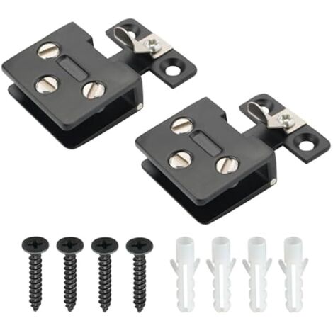 2 Pièces Charnière pour Porte en Verre Réglable en Alliage de Zinc, pour Porte de Douche, Placard, Support Verre 5-8mm, Tailles : 3x3.5 cm, Installation Facile et Robuste, Noir